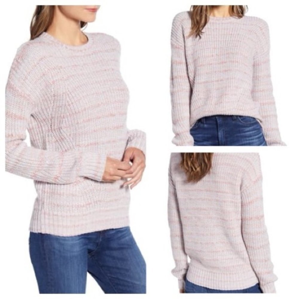 Lucky‎ Brand Pink Marled Knit Crewneck Sweater - Women's Small - Striped